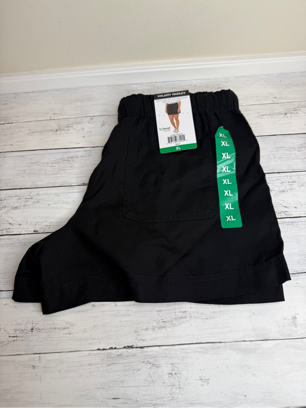 Hilary Radley Black Elastic Waist Jogger Shorts